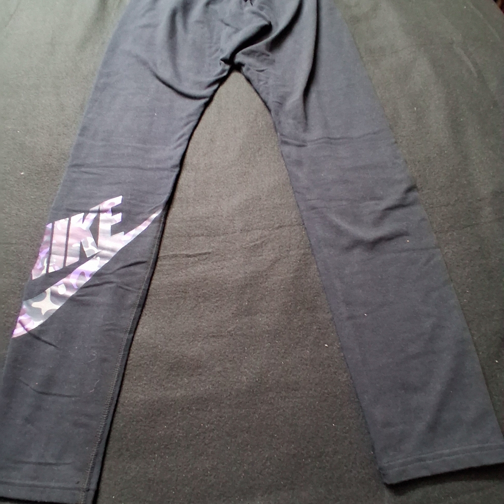 Nike Black Leggings with Purple Logo